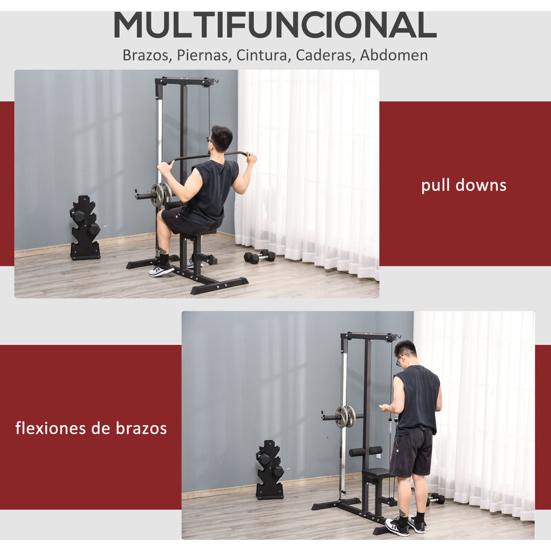 Máquina de musculación multifunción de altura regulable para dominadas  abdominales y más de acero negro Homcom