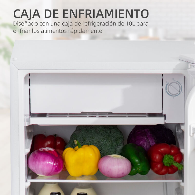 Mini refrigerador 91L con nevera pequeña HOMCOM 47,5x44.2x84cm  blanco_800-129V90WT