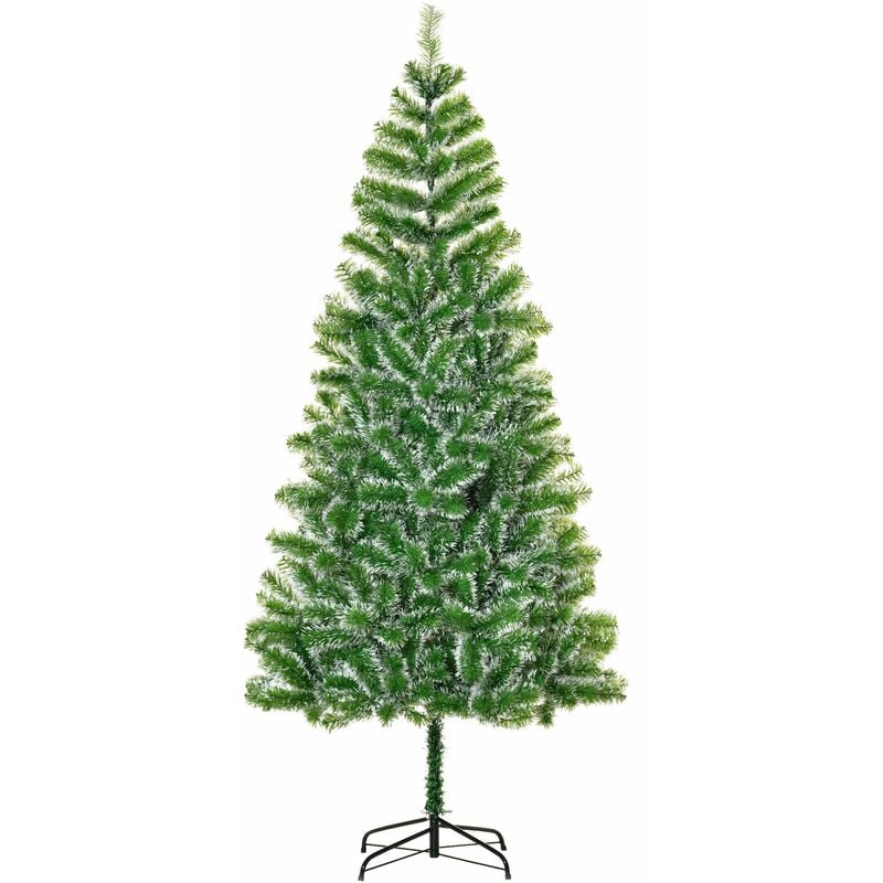 Homcom Artificial 210 cm con 968 ramas hojas pet y soporte metal decoración navideña para interior fiestas ø100x210