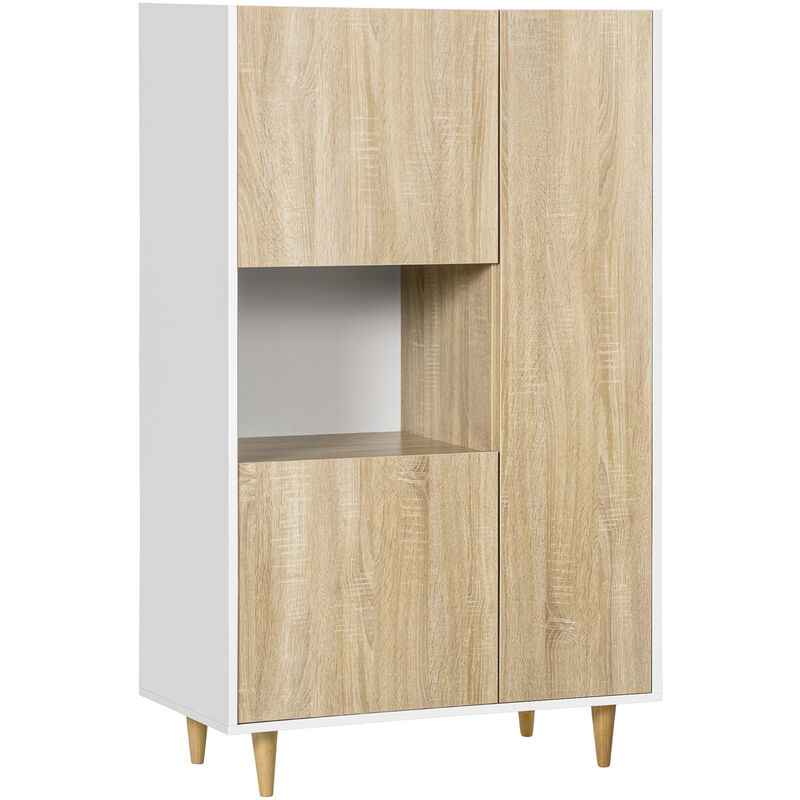 Aparador de Salón con 3 Puertas y 6 Compartimientos Mueble Buffet Auxiliar con Patas Elevadas para Cocina Dormitorio Moderno 81x43x135 cm