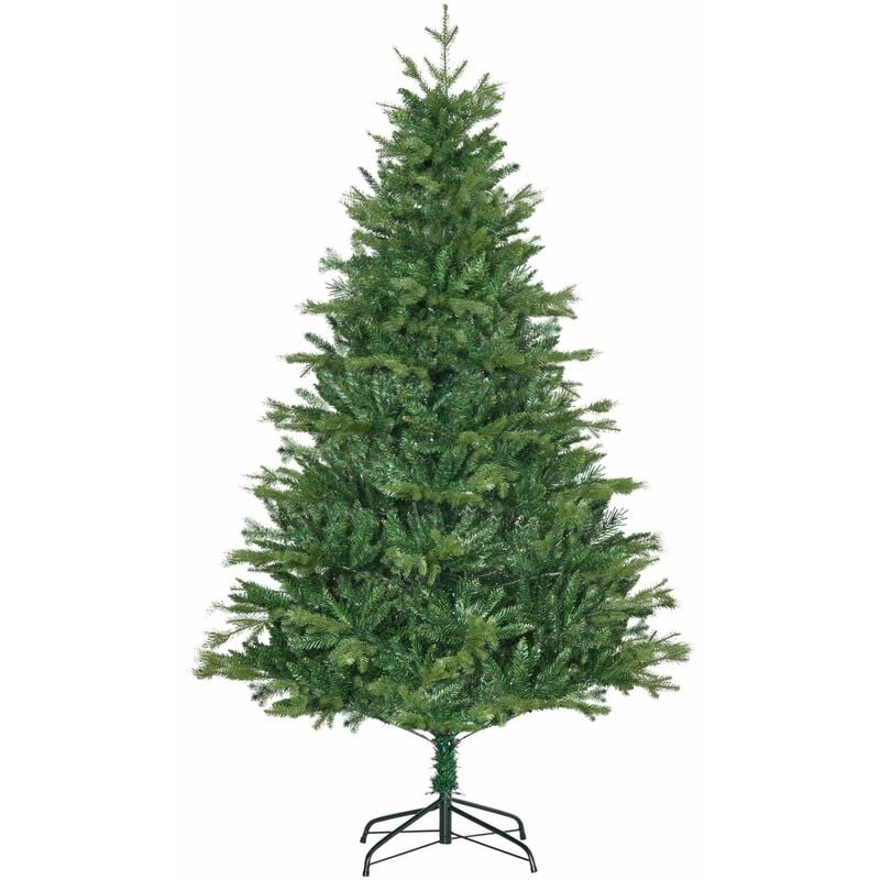 HOMCOM árbol de Navidad artificial 180 cm ignífugo con 1443 ramas hojas de PVC base plegable y soporte metálico decoración navideña para interiores