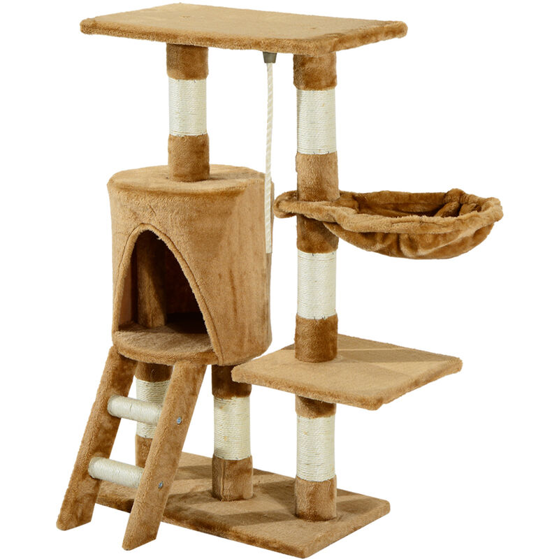 Árbol para gatos Rascador 30x55x96 cm con Nido Plataforma Caseta Escalera Cuerda de Juego Tablero de Madera y Cubierto de Felpa