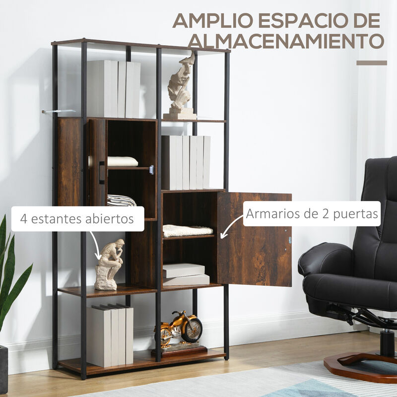 HOMCOM Estantería Estilo Industrial Retro con 6 Estantes Abiertos para  Libros y sistema Antivuelco Almacenaje para Salón Oficina 80x30x180 cm  Marrón Rústico de Niveles