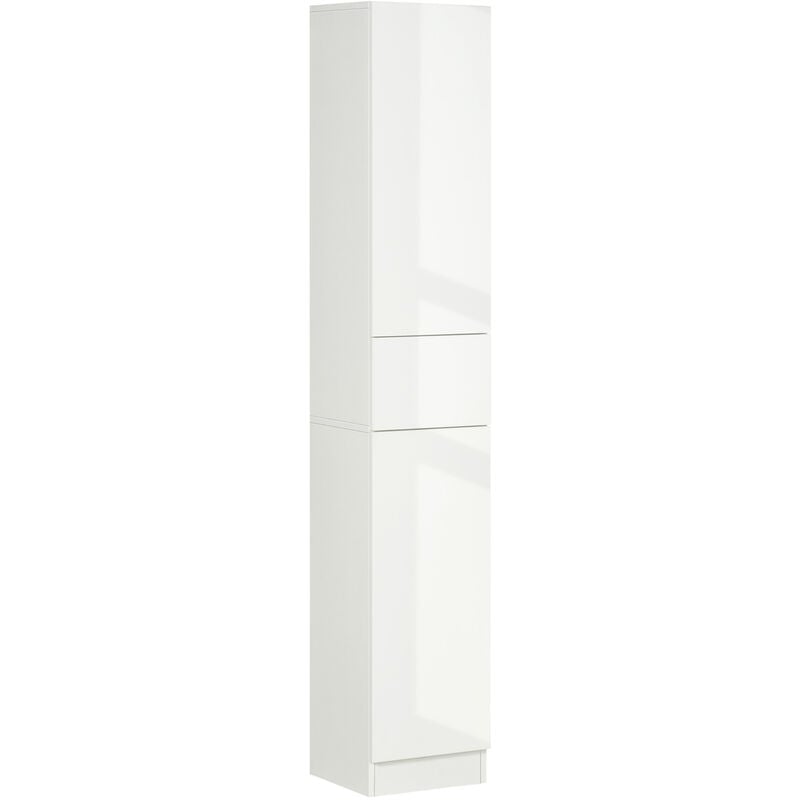 kleankin armario alto de baño con 1 cajón y 5 estantes abiertos columna auxiliar de baño para salón aseo dormitorio estilo moderno 30x28x170 cm blanco