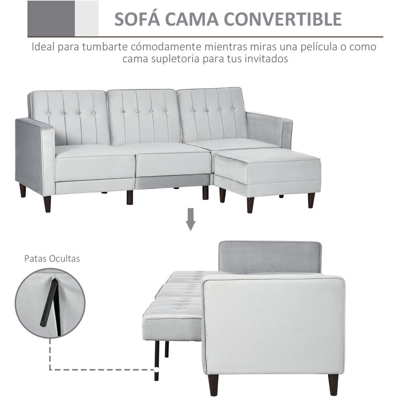 Sofá cama con reposabrazos de cuero artificial blanco - referencia