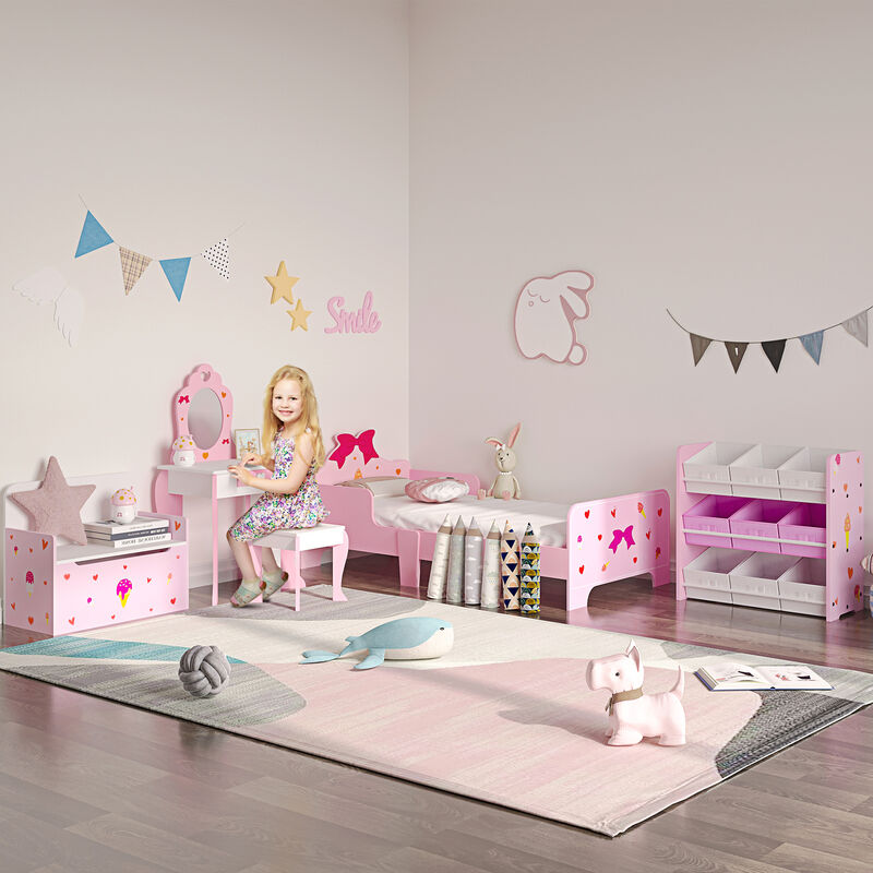 ZONEKIZ Cama Infantil de Madera 143x74x66 cm en Forma de Arcoíris Mueble de  Dormitorio Moderno Carga 80 kg Rosa