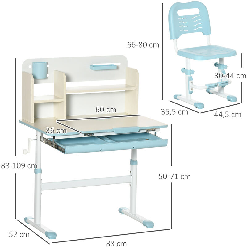 HOMCOM Juego de Escritorio y Silla para Niños de +3 Años con