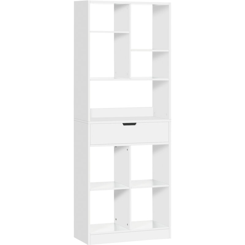 Homcom Estantería De madera librería con 1 y 9 compartimientos almacenamiento mueble para oficina 60x26x158