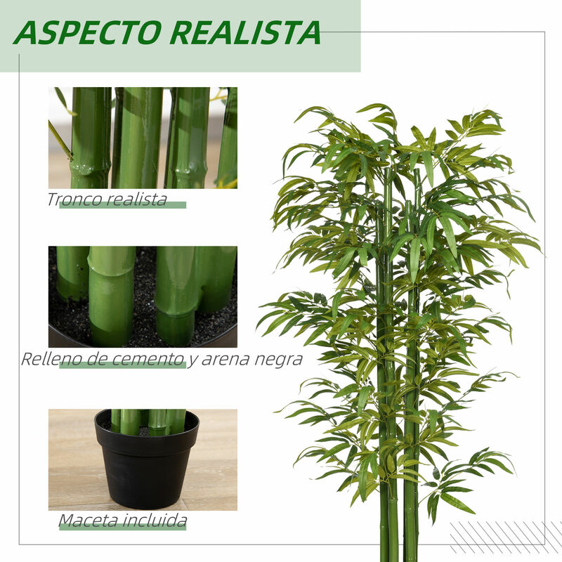 Outsunny Árbol de Bambú Artificial en Maceta 120 cm Planta