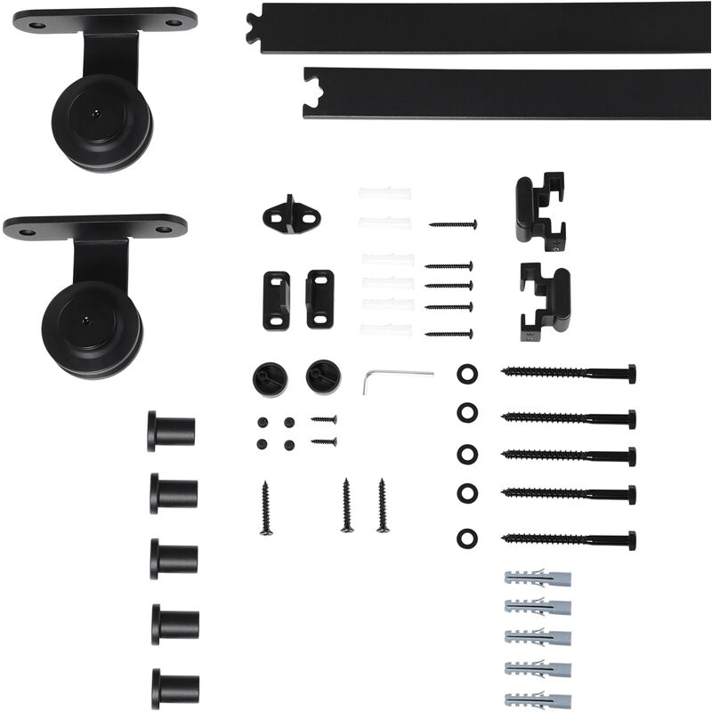 Hommoo Kit de herrajes para puerta corredera acero negro 183 cm