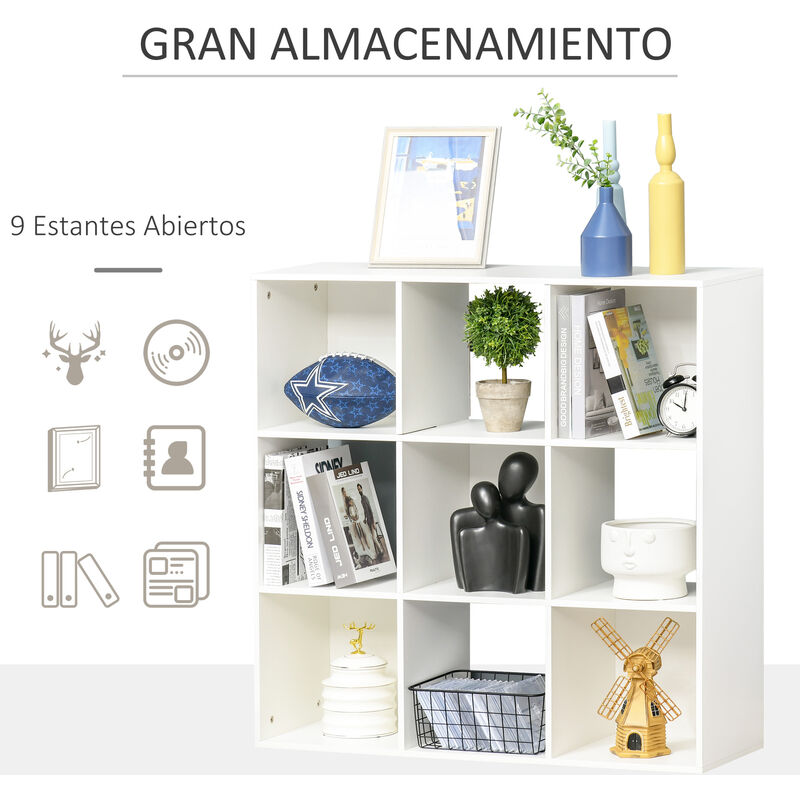 Giantex Estantería De Madera De 9 Cubos, Color Blanco