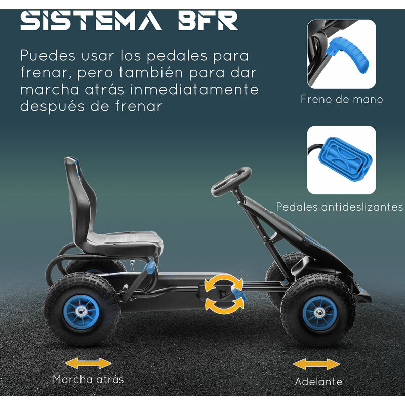 Homcom Go Kart a Pedales Para Niños De 5-12 Años Carga 50 Kg Negro