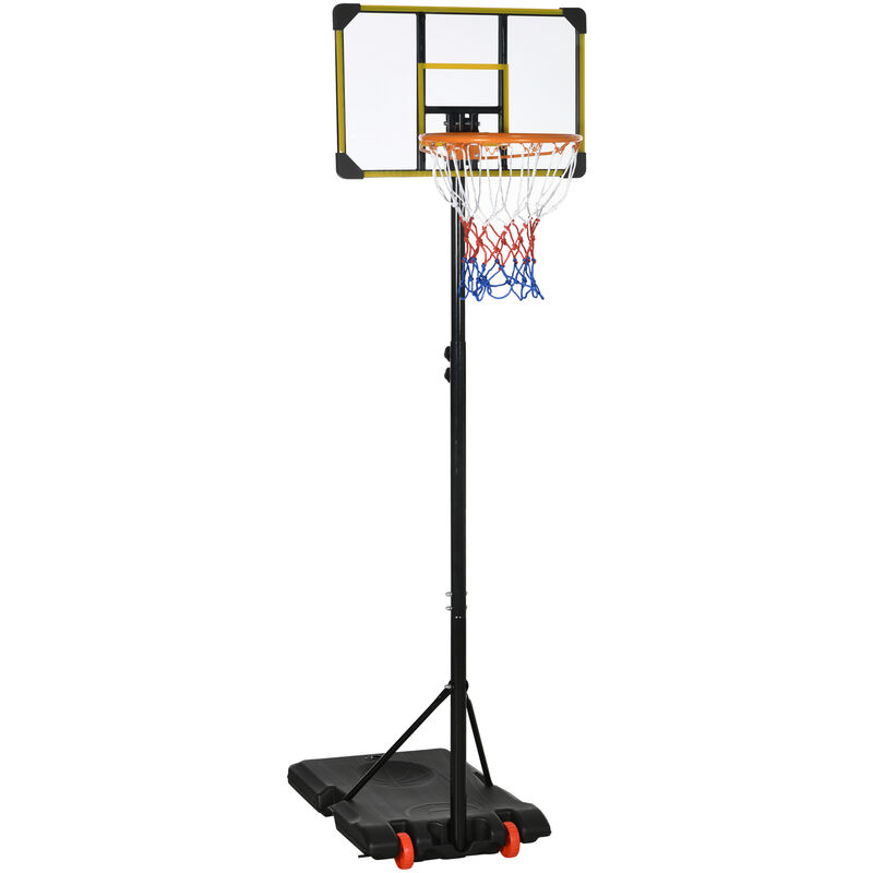 SPORTNOW canasta de baloncesto altura ajustable 178-208 cm con ruedas aro de baloncesto para niños de +6 años con base rellenable 75x56x210-240 cm