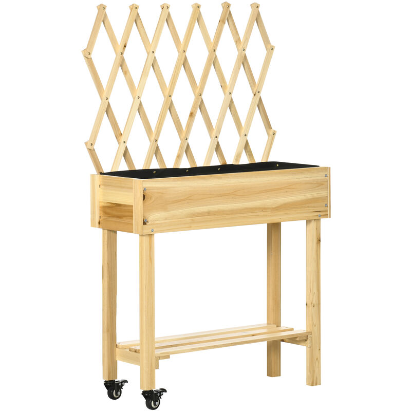 Huerto Urbano Plegable Relaxdays - Mesa De Cultivo Con Patas Altas, Maceta De Tela, 80x65x40 Cm, Color Verde