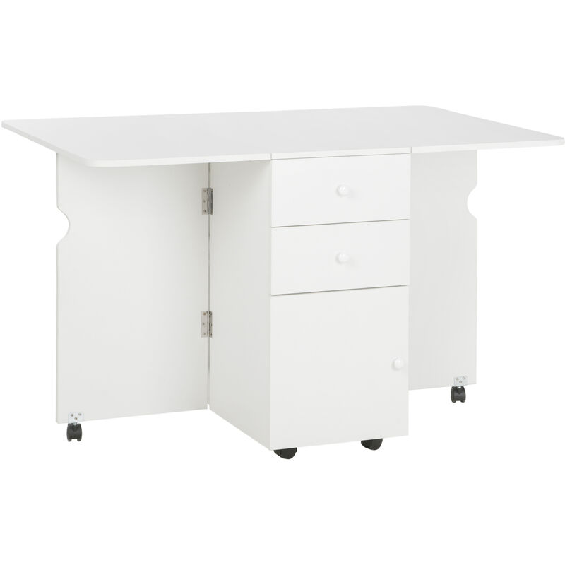 Mesa de comedor extensible con alas abatible HOMCOM 180x85x75cm blanco