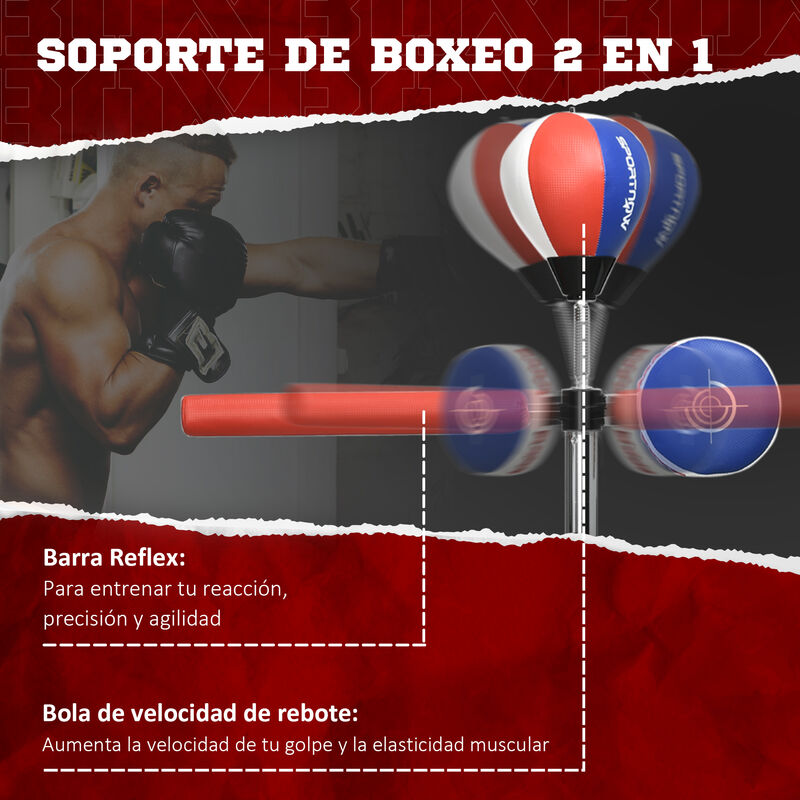 HOMCOM Saco de Boxeo de Pie con Bola y Barra Giratoria de 360