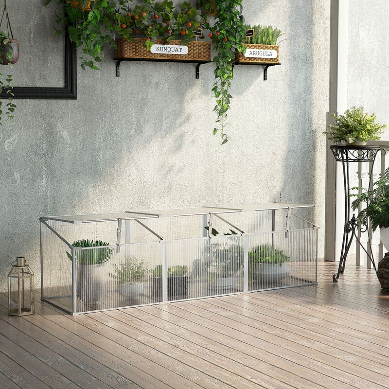 Outsunny Invernadero de Jardín Aluminio Policarbonato Transparente Vivero Casero para Plantas Cultivos Protección UV y Resistente