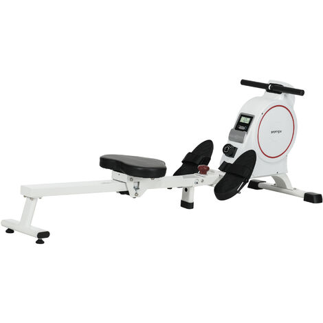 SPORTNOW máquina de remo magnético remo para casa plegable con resistencia de 8 niveles pantalla LCD y 2 ruedas de transporte silencioso 180x48x60 cm