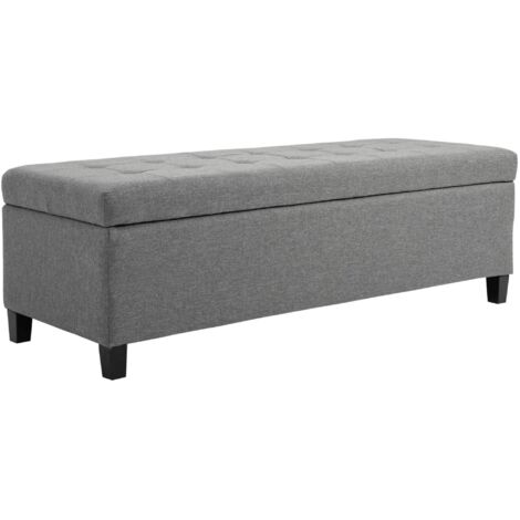 HOMCOM banco de almacenamiento puff de almacenaje taburete tapizado en lino con tapa abatible para salón entrada dormitorio carga 120 kg 125x49x41,5cm