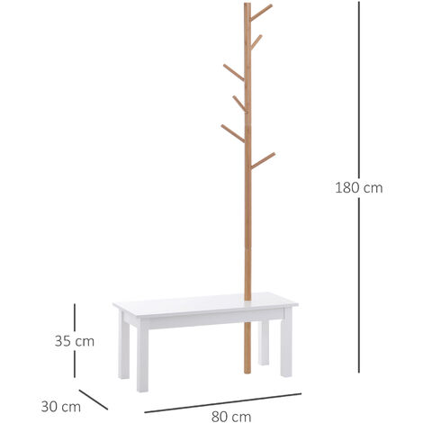 Perchero de pared Homcom 4 ganchos+estante superior bambú natural