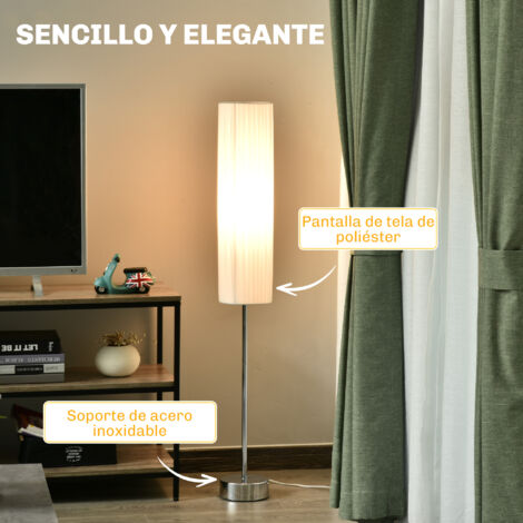 Lámpara de Pie Moderna E27 40W Pulsador de Pie Base de Acero Inoxidable 120cm