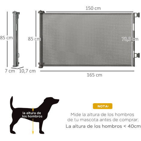 PawHut puerta de seguridad para perros extensible 0-150 cm puerta retráctil  para mascotas para escaleras