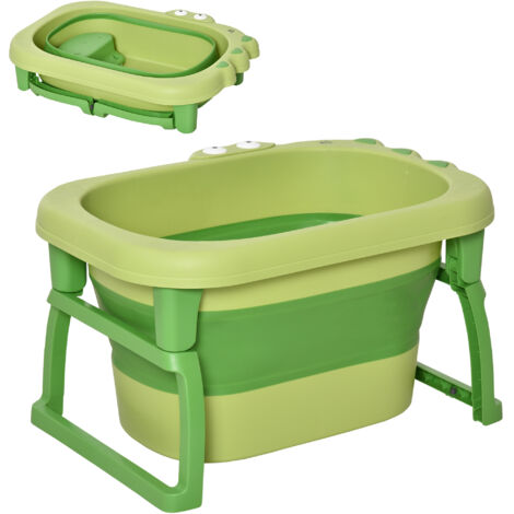 HOMCOM bañera plegable para bebé de 0-6 años capacidad 105L bañera portátil para niños con patas antideslizantes y orificio de drenaje 75,3x55,4x43 cm