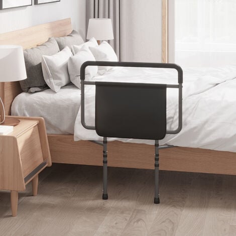 HOMCOM barandilla de cama adulto asidero para la cama altura ajustable  bolsillo de almacenamiento para discapacitados