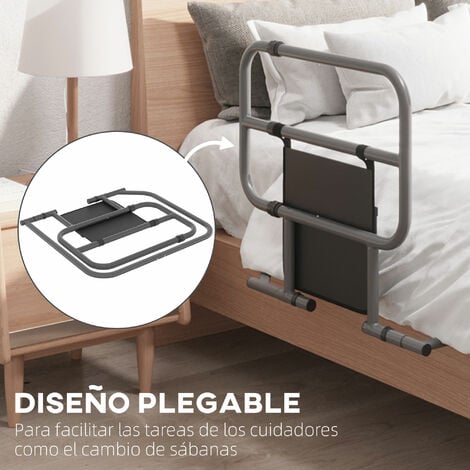 HOMCOM barandilla de cama adulto asidero para la cama plegable con bolsillo  de almacenamiento para discapacitados