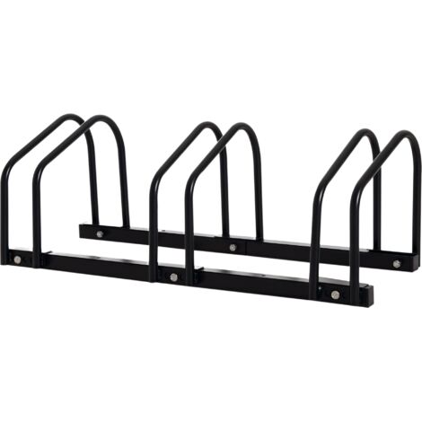HOMCOM aparcamiento para 3 bicicletas soporte de acero para aparcar bicicletas en el suelo o pared estacionamiento para interior exterior 76x33x27 cm