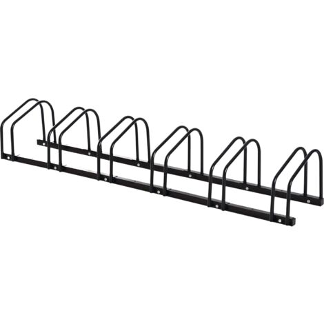 HOMCOM aparcamiento para 6 bicicletas soporte de acero para aparcar bicicletas en el suelo o pared estacionamiento para interior exterior 179x33x27 cm