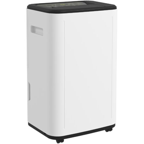 HOMCOM deshumidificador eléctrico depósito de agua 6 litro 20L/día con 3 modos 2 velocidades temporizador para dormitorio salón cocina 33,5x26x53 cm (1/5)