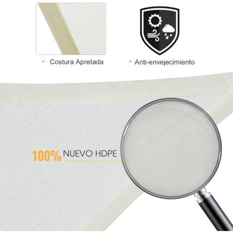 Toldo de Vela Sombrilla Parasol Rectángulo Tejido de Poliester 185 g/m² Jardín
