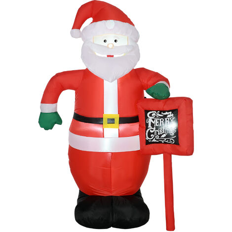 HOMCOM papá noel hinchable con cartel navidad hinchable con 3 luces LED e inflador eléctrico para exteriores interiores 120x65x180 cm