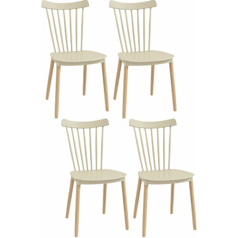 HOMCOM juego de 4 sillas de comedor estilo nórdico sillas de cocina con respaldo alto asiento de polipropileno y patas de madera de haya 48x52,5x83 cm (1/5)