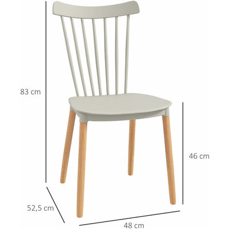 HOMCOM juego de 4 sillas de comedor estilo nórdico sillas de cocina con respaldo alto asiento de polipropileno y patas de madera de haya 48x52,5x83 cm