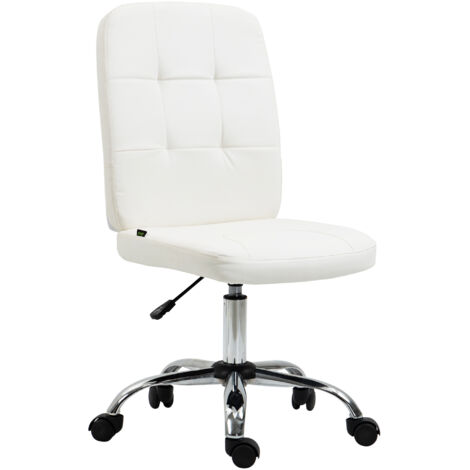 Vinsetto silla de oficina sin brazos silla de escritorio giratorio de piel sintética con altura ajustable estilo moderno carga 120 kg 45x59x90-100 cm