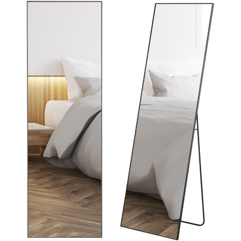 HOMCOM espejo de pie cuerpo entero de aleación de aluminio espejo de pared con 2 formas de uso rectangular para pasillo dormitorio salón 50x161,5x2 cm