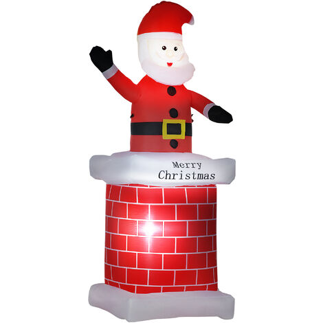 HOMCOM papá noel hinchable con 2 luces LED e inflador eléctrico decoración navideña para exteriores interiores 80x70x210 cm