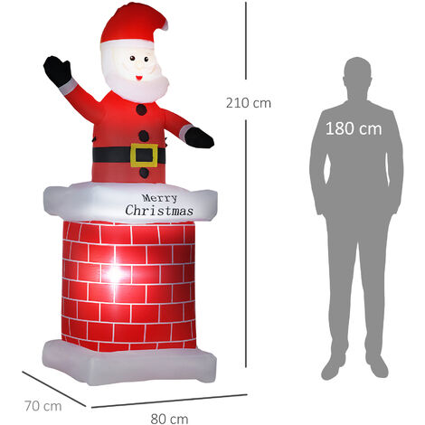 HOMCOM papá noel hinchable con 2 luces LED e inflador eléctrico decoración navideña para exteriores interiores 80x70x210 cm