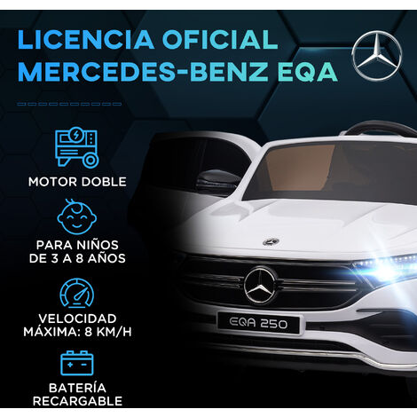 Homcom Coche Eléctrico Para Niños Mercedes-benz Eqa 12v 111,5x69x52,5 Cm  Blanco