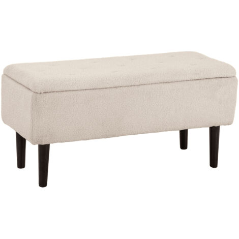 HOMCOM baúl de almacenaje de dormitorio banco de almacenamiento capacidad 57l con tapa abatible y patas de madera para salón carga 120 kg 95x38x45 cm