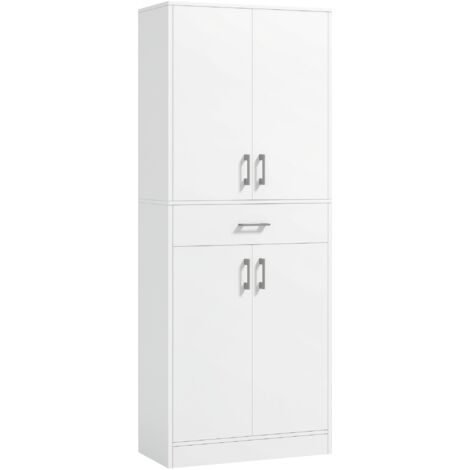 HOMCOM alacena de cocina mueble de cocina con 4 puertas 1 cajón y estantes ajustables antivuelco armario de cocina moderno 70,8x34x180 cm