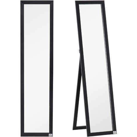 Espejo de Pie Cuerpo Entero Espejo de Pared Rectangular con 2 Formas de Uso Moderno para Pasillo Dormitorio Sala de Estar 37x37x154 cm Negro