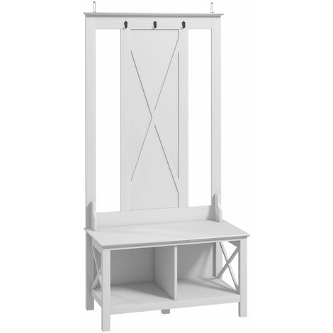 HOMCOM perchero con zapatero de madera perchero con banco incluye