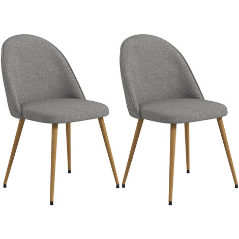 HOMCOM pack de 2 sillas de comedor sillas de cocina tapizadas de tela de lino con patas de acero para salón carga 120 kg 50x52x83 cm gris (1/5)