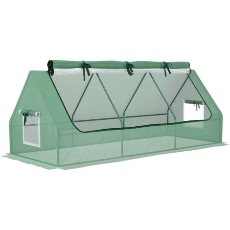 Outsunny invernadero de terraza mini invernadero 240x90x90 cm con ventanas de malla y marco de acero para cultivar verduras y flores verde