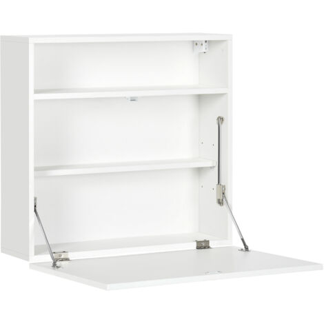 HOMCOM mesa plegable de pared moderno escritorio flotante multifuncional con estantes de almacenamiento carga 40 kg para dormitorio salón 64x20x60 cm