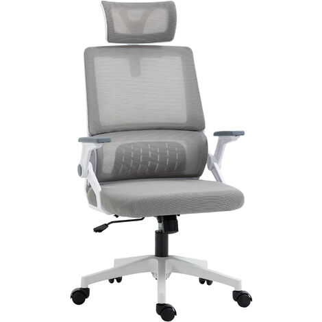 Vinsetto silla de oficina de malla silla de escritorio giratoria altura y reposacabezas ajustable con reposabrazos carga 120 kg 60x61x104,5-121,5 cm