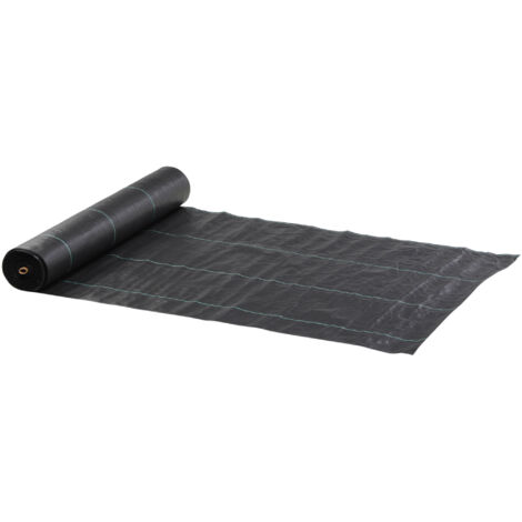 Outsunny malla antimaleza 2x50 m malla geotextil 130 g/m² para control de malezas y malas hierbas de jardín rollo de malla antimaleza negro